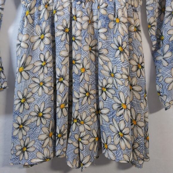 Into Blue Floral Daisy Print Long Sleeve Dress Size 8 - Picture 4 of 7